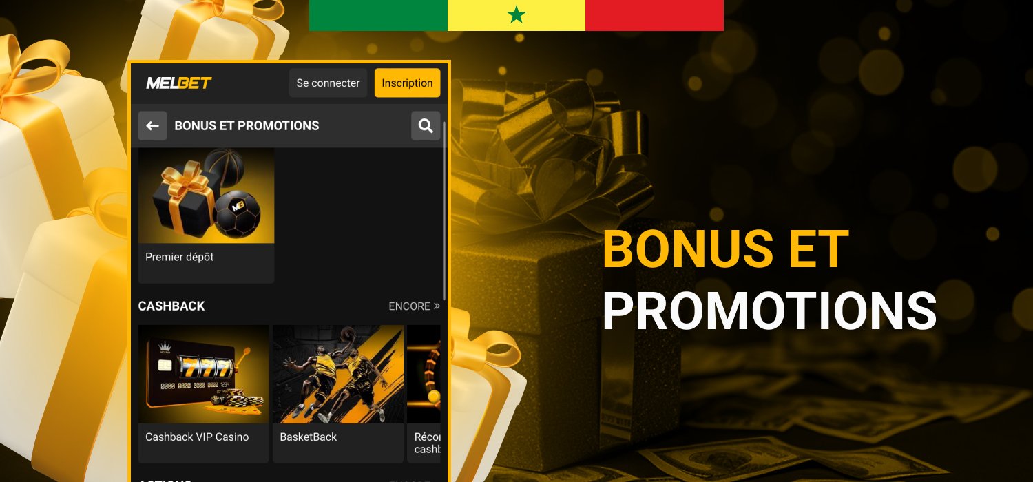 bonus et promotions dans l'application