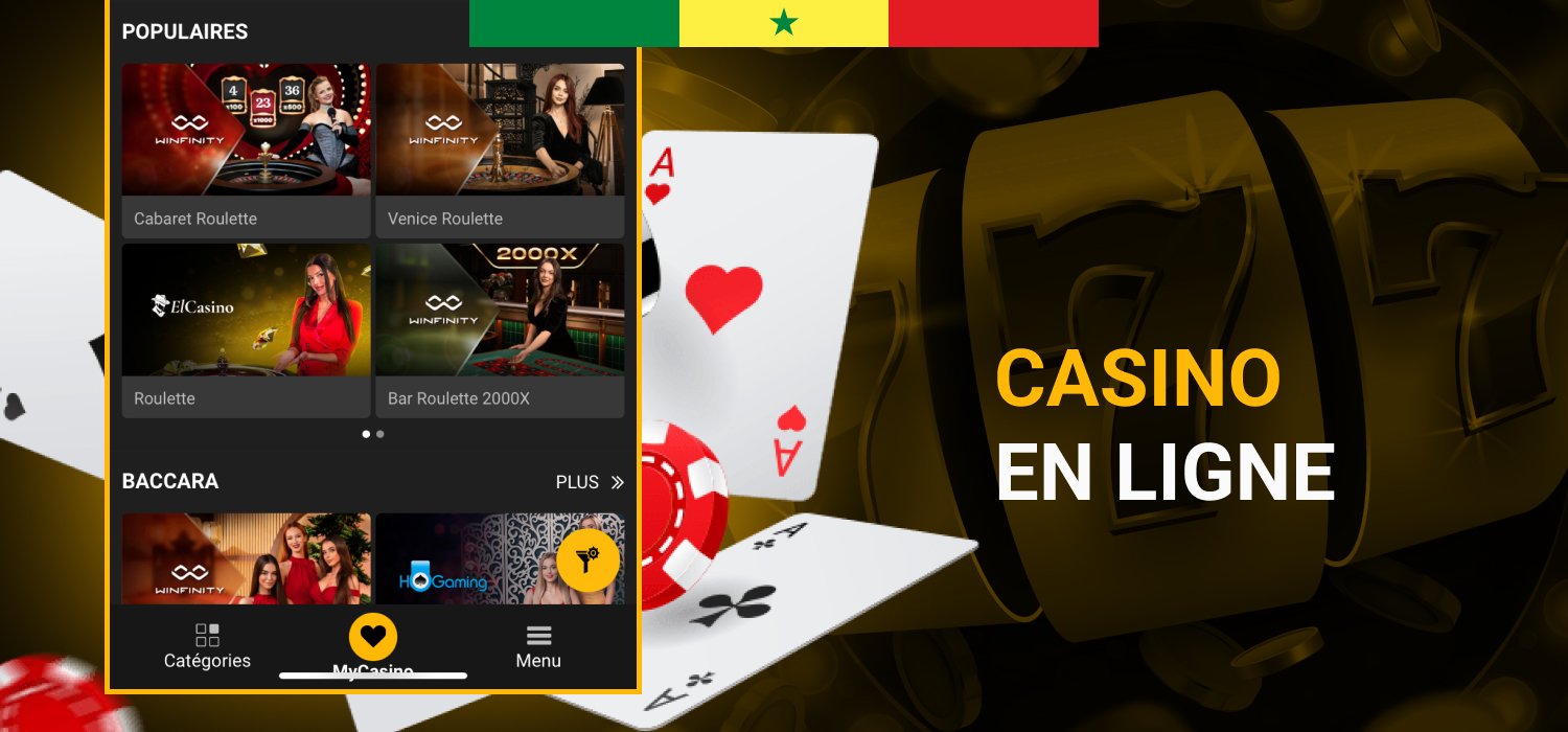 jeux de casino dans l'application mobile